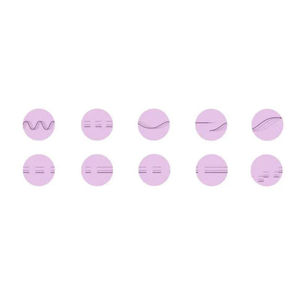 Pattern options for the Stimulator Mr.Hook + Control LRS, illustrating various vibration modes in pink circles for customizable pleasure.