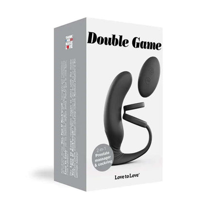 Stimulator with Remote Control Double Game packaging showcasing ergonomic design and remote control for enhanced pleasure.