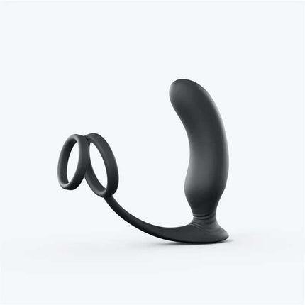 Stimulator with Remote Control Double Game in sleek black design, ergonomic and flexible for targeted prostate and penis stimulation.