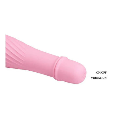 Stimulator Solomon Soft Pink G-spot vibrator with vibration control button, designed for multi-orgasm experiences and precise stimulation.