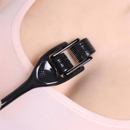 Stimulator Wheel Prick Spike tool for adult BDSM play with black ergonomic handle and dual-row spiked wheels for intense sensations.