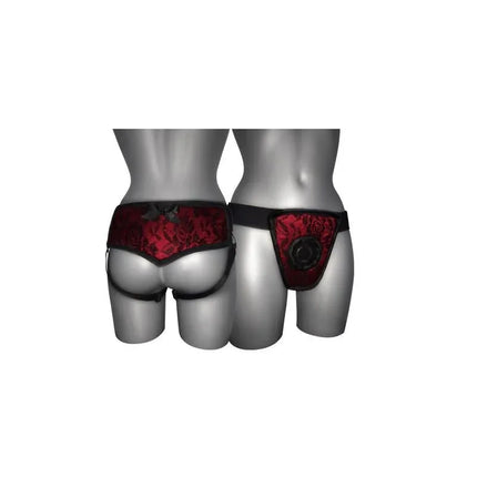 Strap On de Luxe Red With Back S - XL, premium harness for role exchange, red and black design with adjustable fit, accommodates 2-4.8 cm dildos.