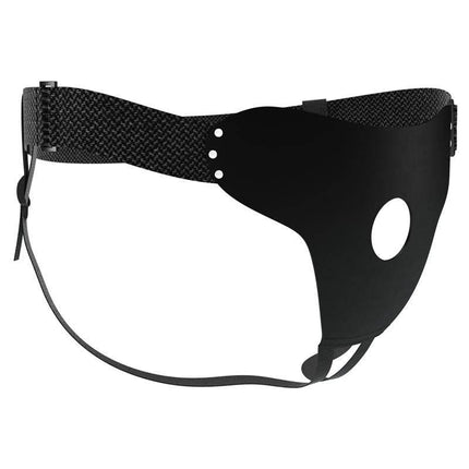 Strap-on Harness Love Spell, adjustable black nylon harness for versatile use with dildos, vibrators, and penis sleeves.