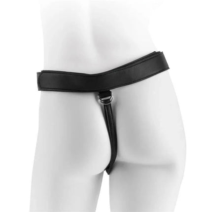 Strap-On Harness Two Cocks One Hole 7 Tan featuring adjustable back harness