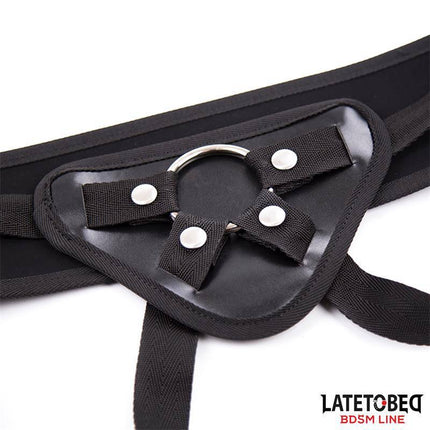 Latetobed Strap-On Harness Wide Belt Adjustable with removable ring for BDSM play