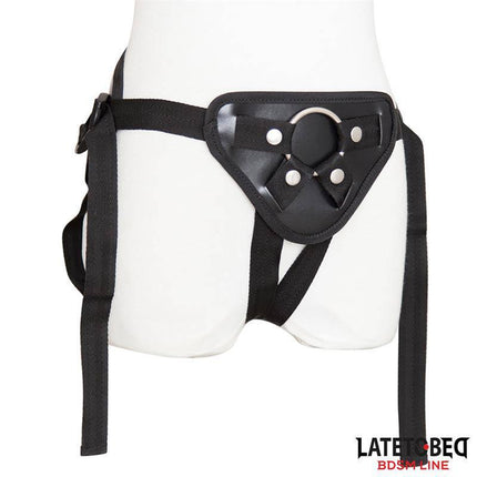 Strap-On Harness Wide Belt Adjustable for immersive BDSM play from Latetobed with universal adjustable fit and removable ring.