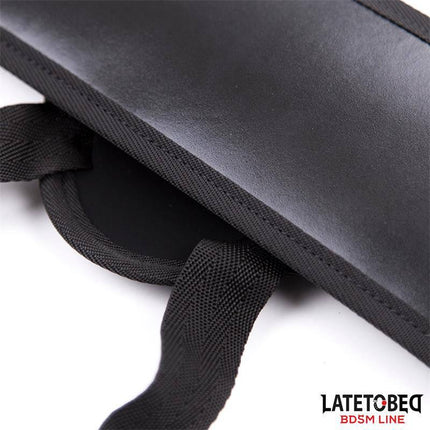 Close-up of Strap-On Harness Wide Belt Adjustable from Latetobed BDSM Line, showing black straps and removable ring for accessories.