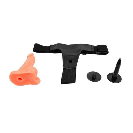 Strap-On with Dildo 15 cm set featuring realistic hollow dildo, harness, and attachments.