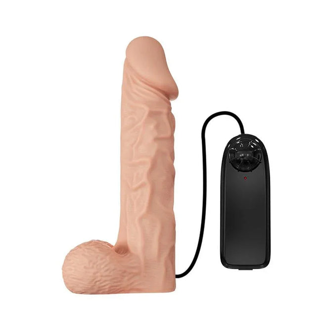 Strap-on with Dildo and Vibration 9.4 - silicone dildo with vibration feature and adjustable harness for enhanced pleasure