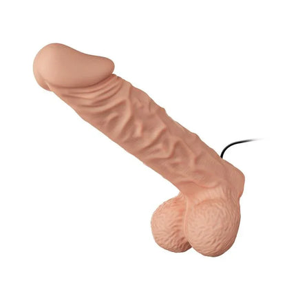 Strap-on with Dildo and Vibration 9.4, realistic silicone design with textured surface and vibration feature, soft flexible material