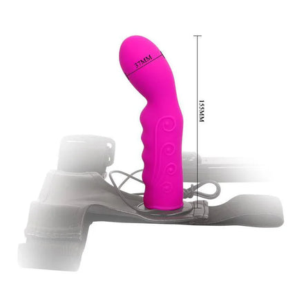 Strap-on with Dildo Purple 15.5 cm showcasing body-safe silicone design and ergonomic harness for enhanced pleasure.