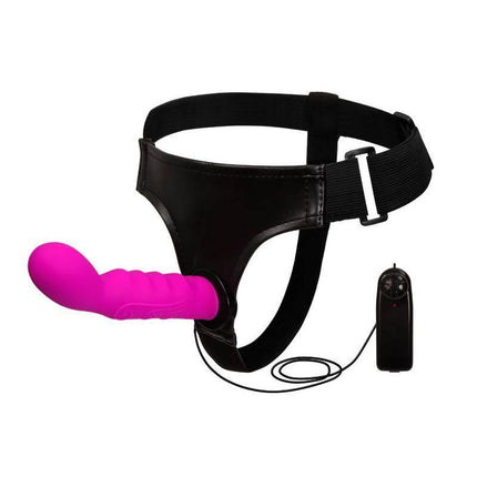Strap-on with Dildo Purple 15.5 cm, body-safe silicone, harness with remote control for enhanced pleasure, designed for G-spot stimulation.