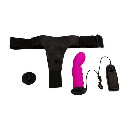 Strap-on with Dildo Purple 15.5 cm, harness and vibrating dildo set