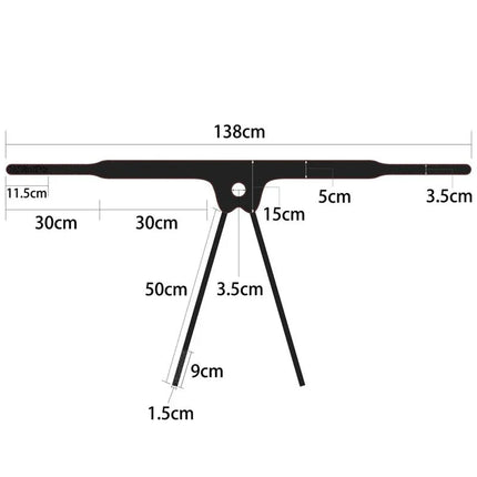 Detailed dimensions of adjustable strap-on harness with measurements in centimeters.