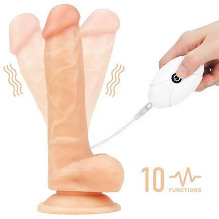Strap-on with Dildo with Vibrationd and Remote Control 7.5 featuring realistic texture and a wired remote for hands-free control