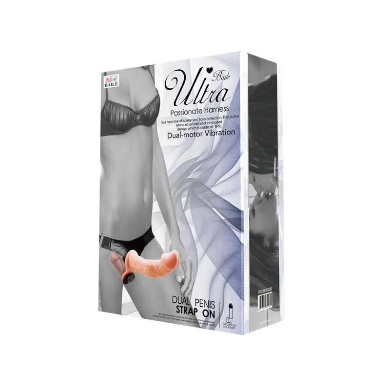 Strap - On with Double Dildo with Vibration Flesh - secretsextoys.store