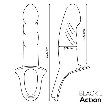 Diagram showing dimensions of Strap-On with Hollow Dildo Premium Silicone Size L Black