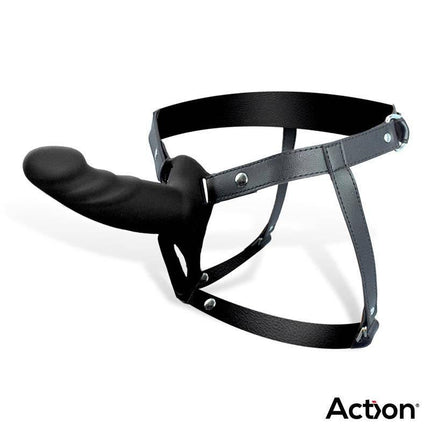 Strap-On with Hollow Dildo Premium Silicone Size S Black harness for couples