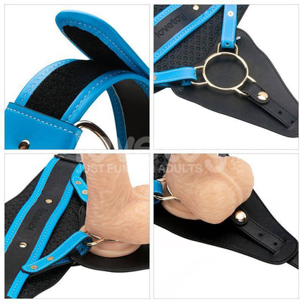 Close-up of Strap On with Vibrating Dildo 8.5 showing realistic design and adjustable harness for versatile pleasure.