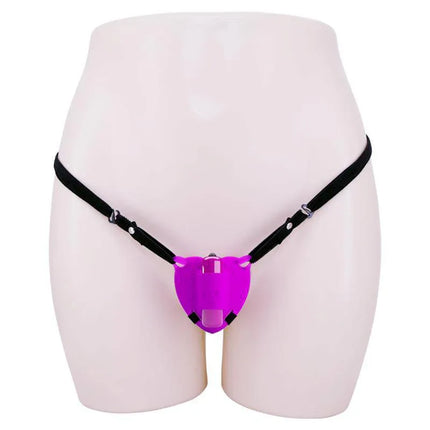 Strap Stimulator with purple silicone casing and secure black straps for hands-free use, featuring 10 vibration settings.