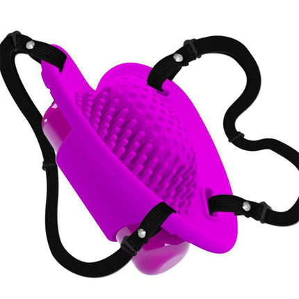 Strap Stimulator with adjustable straps for hands-free use, featuring 10 vibration settings and body-safe silicone for versatile pleasure.
