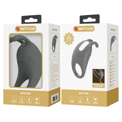 Stratus Vibrating Cock Ring in packaging, rechargeable silicone device for shared pleasure and targeted stimulation.