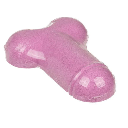 Strawberry Bath Fizzer Penis Shape for relaxing spa experience with playful design in pink color.
