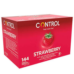 Strawberry Professional 144 uds, Control condoms with strawberry scent, high-quality latex, 54mm width, 0.065mm thickness