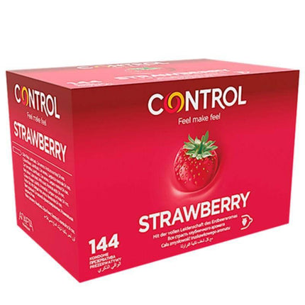 Strawberry Professional 144 uds, Control condoms with strawberry scent, high-quality latex, 54mm width, 0.065mm thickness