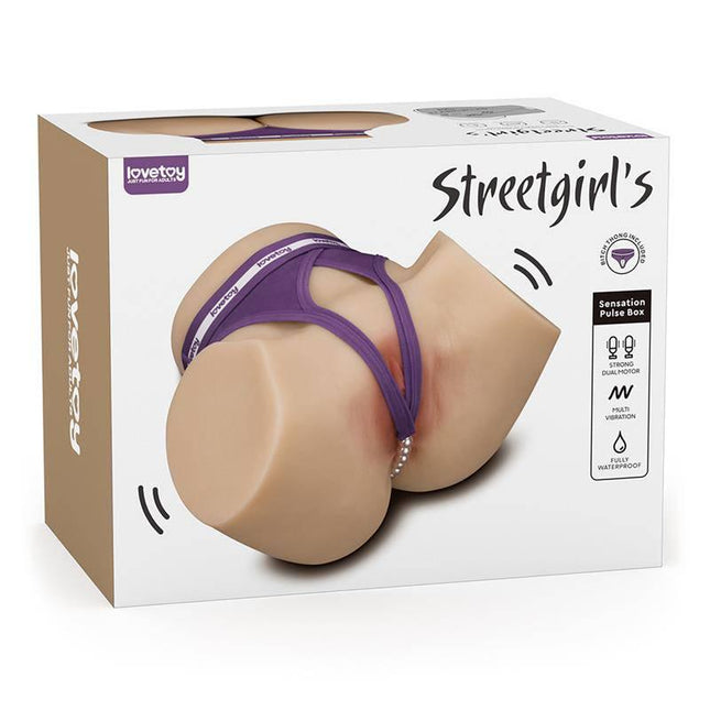 Streetgirls Masturbator Dual Motor Sensation Pulse in packaging with Boudoir G-string included.
