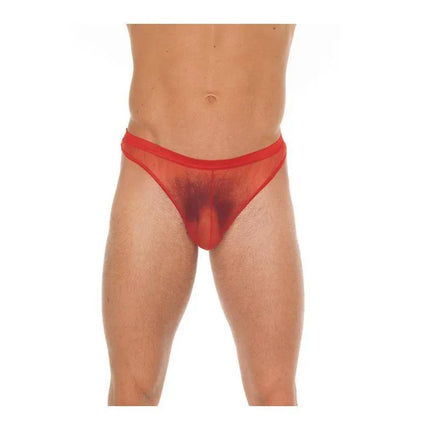 String Fishnet Red One Size semi-transparent thong for daring style.