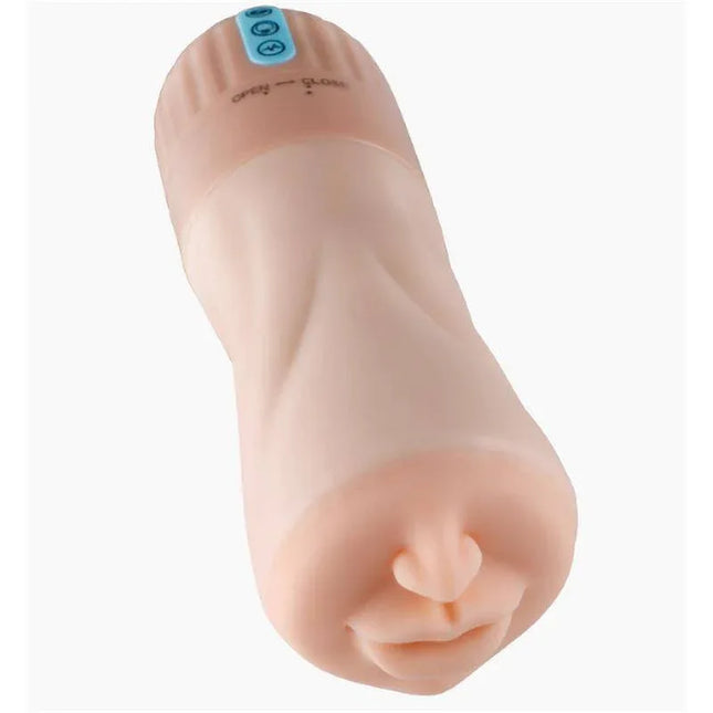 Image of Suctroker V2.0 I Sucking Effect and Vibrating Masturbator with lifelike mouth design and control buttons.