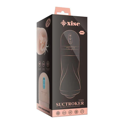Suctroker V2.0 I Sucking Effect and Vibrating Masturbator product packaging with lifelike design features.