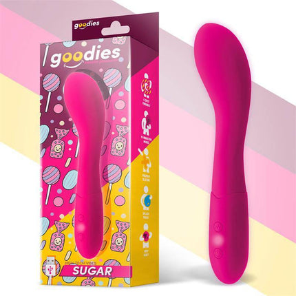 Sugar G-Spot Vibe USB Silicone Fushsia with colorful packaging, ergonomic design, and 10 functions for targeted G-spot stimulation.