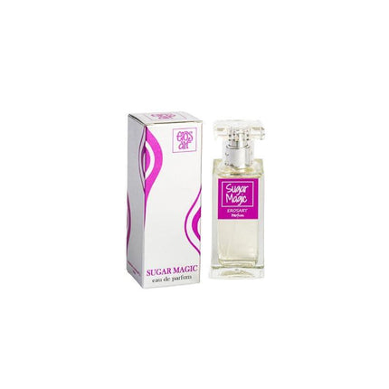 Sugar Magic Perfum Ferowoman 50 ml bottle with box, featuring sweet and seductive aroma notes.