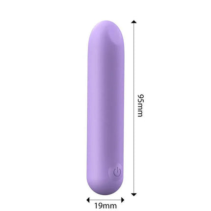 Purple Sulley Vibrating Bullet Liquid Silicone Unibody Bendable USB with dimensions 95mm x 19mm