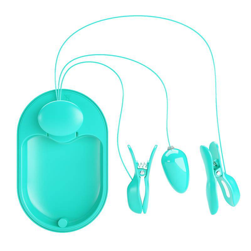 Surprise Box Vibrating Egg with Electric Shock Nipple Clamps Blue - secretsextoys.store