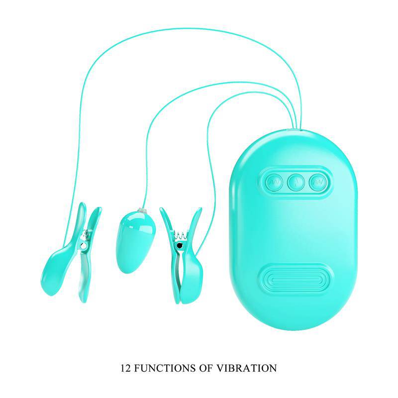 Surprise Box Vibrating Egg with Electric Shock Nipple Clamps Blue - secretsextoys.store