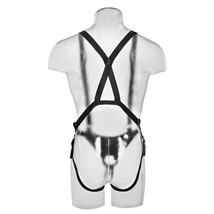 Back view of Suspender Strap-On with Hollow Dildo 10 showing secure support system.