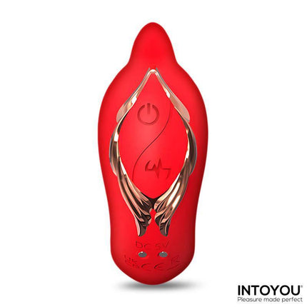 Swana Vibrator Licking Tongue with Angle Adjustable, dual-motor design, innovative stimulation from Intoyou in red.