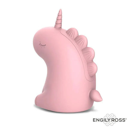 Sweetmoon Massager with Pulse, soft pink unicorn-shaped clitoral stimulator with delicate details, side view.