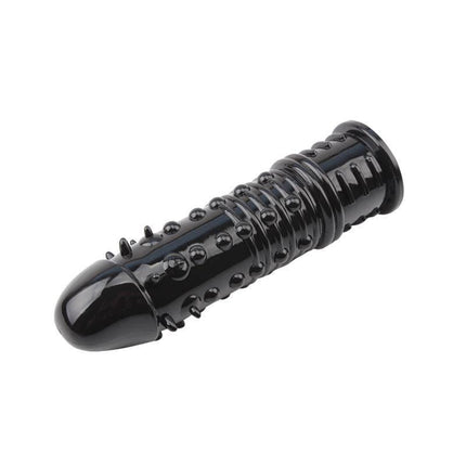 Swirls Sleeve-black, textured black penis sleeve for enhanced intimacy and comfort, crafted from body-safe TPE for couples.