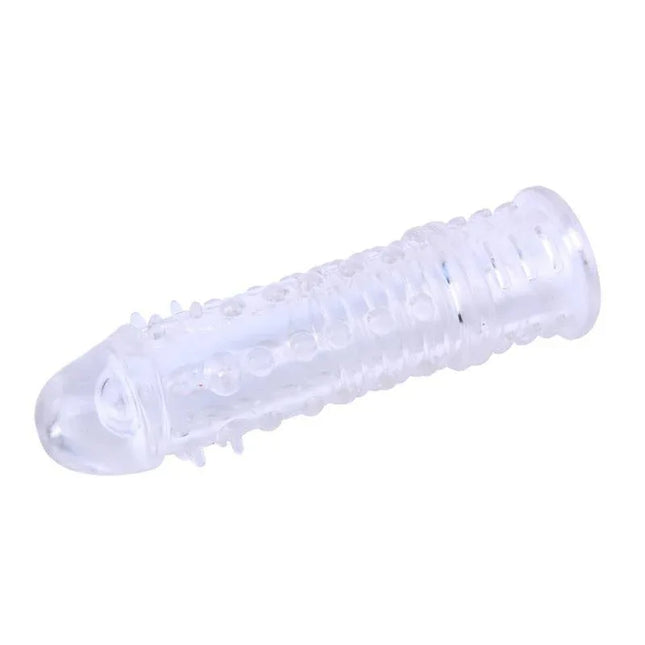 Swirls Sleeve-Clear penis sleeve made from body-safe TPE with textured surface for enhanced pleasure, size 16.5 x 3.7 cm.