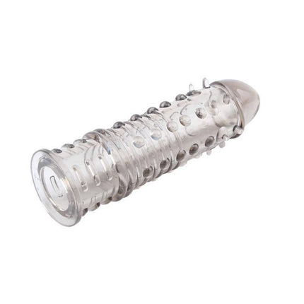 Swirls Sleeve-grey premium TPE penis sleeve with textured surface for enhanced stimulation, size 16.5 x 3.7 cm, grey color.