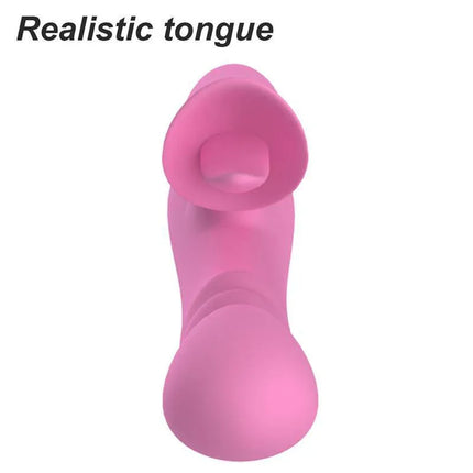 T-May Vibe with Thrusting and Swing Movement in pink with realistic tongue design for enhanced sensation and comfort.