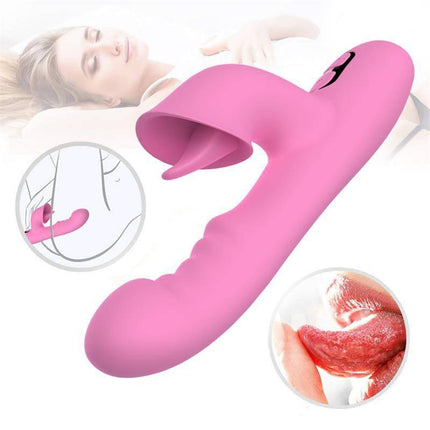 T-May Vibe with Thrusting and Swing Movement - Pink silicone design with detailed features.