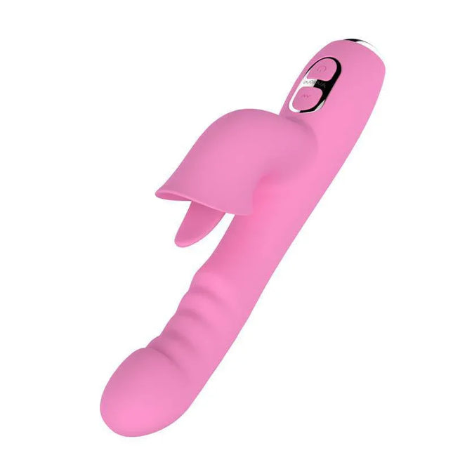 T-May Vibe with Thrusting and Swing Movement in pink, featuring elegant design and ultra-soft silicone for comfort and intensity.