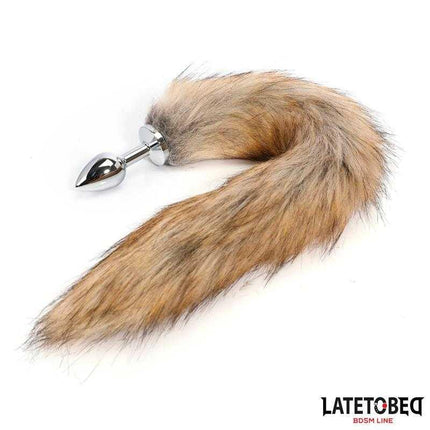 Tail Anal Plug Brown 40 cm with metal plug and silky tail from Latetobed BDSM Line.