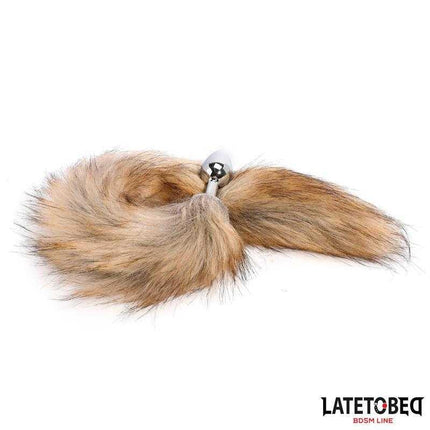 Tail Anal Plug Brown 40 cm by Latetobed BDSM Line, featuring a metal plug with a long, silky brown tail for bold visual impact.