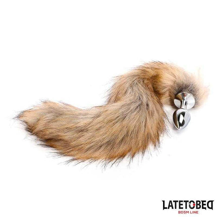 Tail Anal Plug Brown 40 cm by Latetobed BDSM Line, featuring a metal plug with a long, silky brown tail for dramatic play.